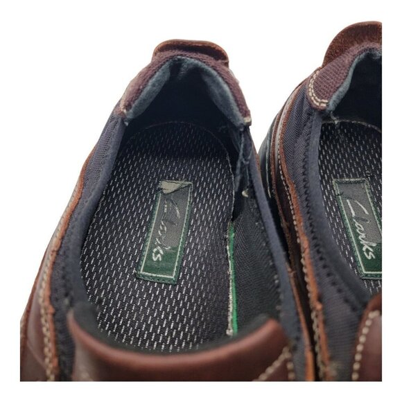 Clarks Shoes Mens Sz 9.5W Loafers Brown AXL 82214 Leather Slip-On Moc Toe main image 10